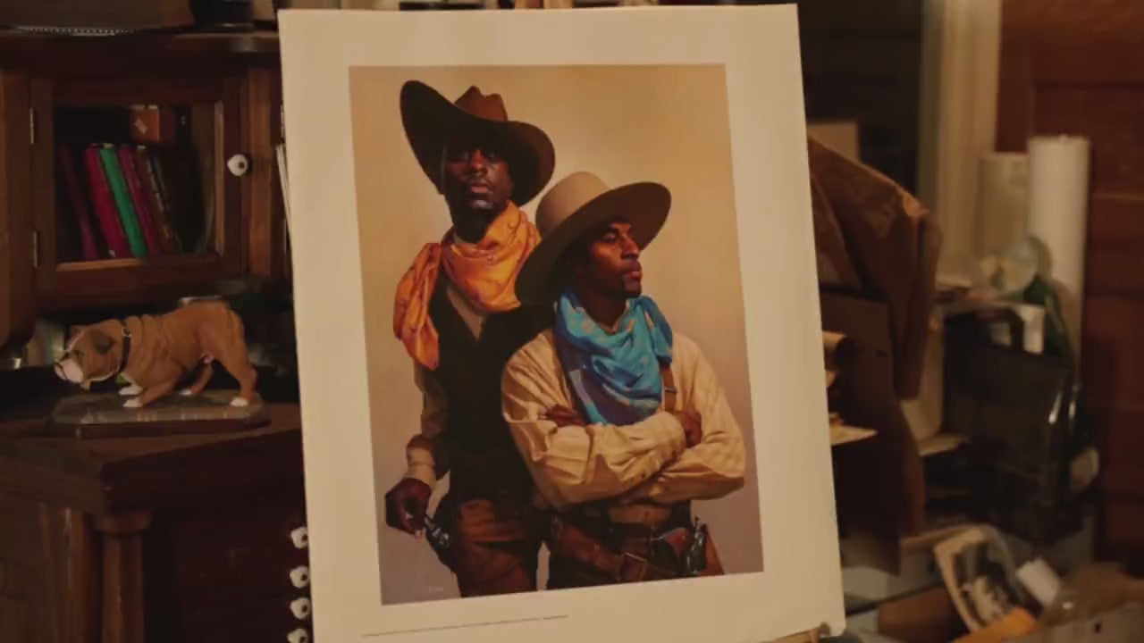 Load video: A video about Thomas Blackshear II describing his inspiration for paint the Magnificent Mare giclee.